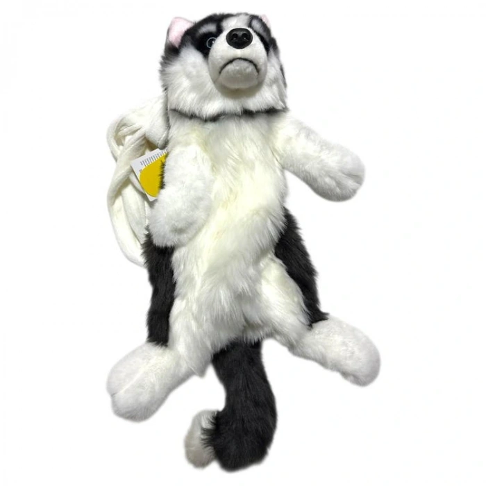 BEAR&DEER BD-CAT002 PELUŞ BÜYÜK KÖPEK ŞEKİLLİ SIRT ÇANTASI TEK GÖZLÜ SİYAH-BEYAZ