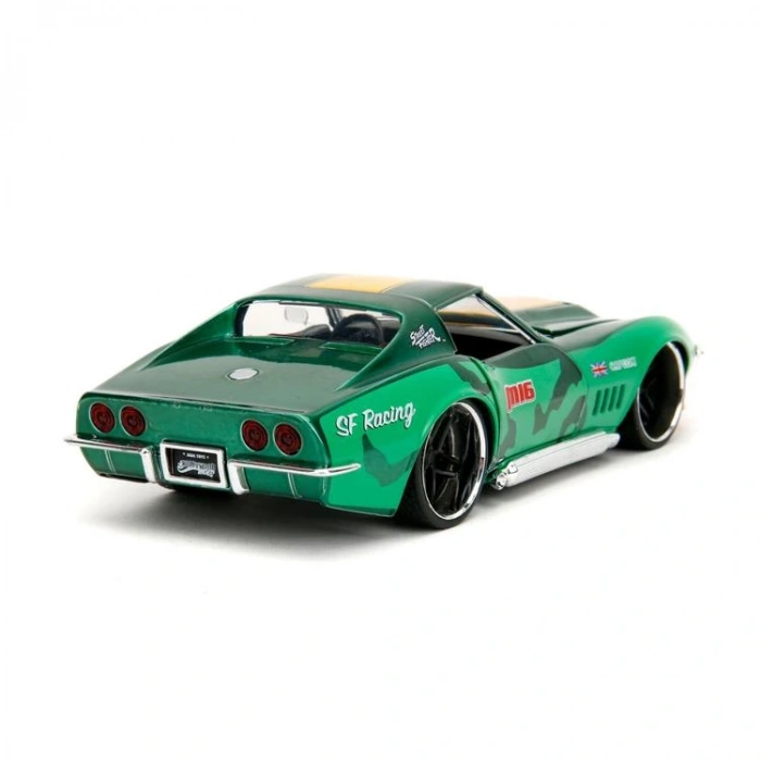 SİMBA JADA 3255061 STREET FIGHTER 1969 CHEVROLET STINGRAY ZL1 CAMMY 1:24  DIE-CAST ARABA VE FİGÜR KUTULU 8+