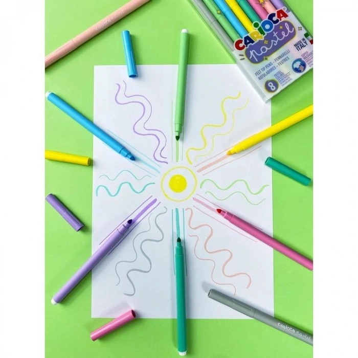CARIOCA 43032 YIKANABİLİR PASTEL RENK KEÇELİ KALEM 8Lİ