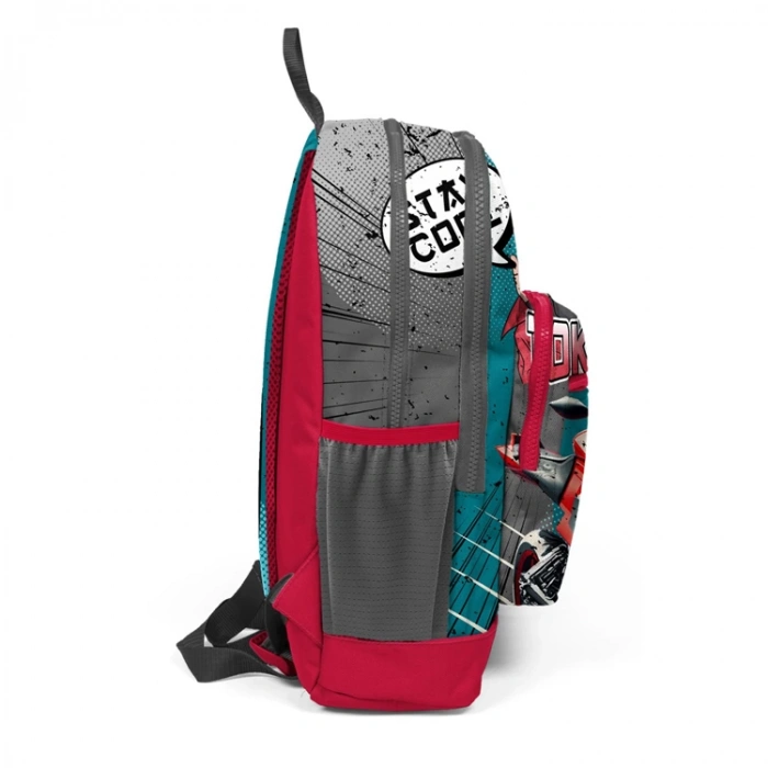CORAL HIGH 23764 KIDS GRİ NEFTİ ANİME MOTORSİKLET DESENLİ DÖRT BÖLMELİ SIRT ÇANTASI