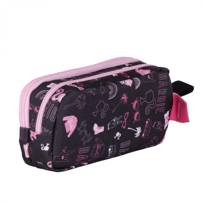 TMN 592896 BARBIE ÇİFT BÖLMELİ KALEM ÇANTASI 2703 PEMBE-SİYAH