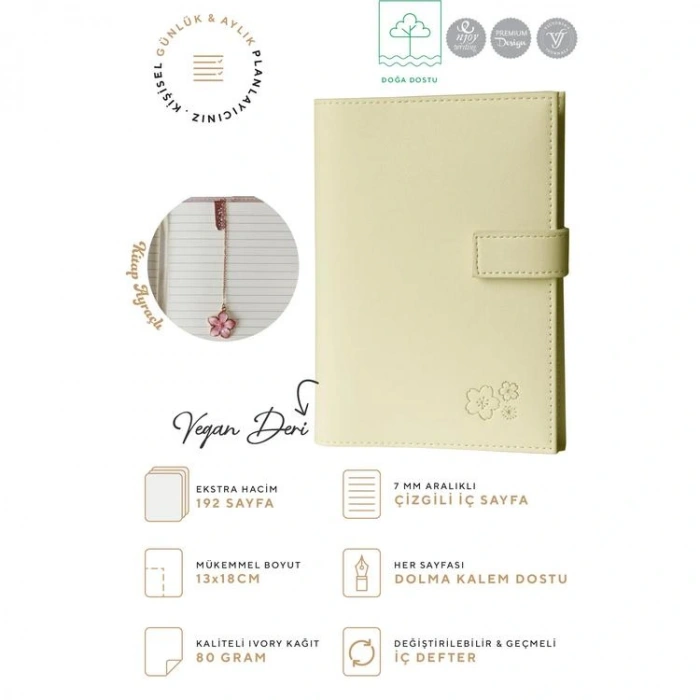 VICTORIAS JOURNALS 1060 KUTULU KİTAP AYRAÇLI 13X18 80gr.192 SYF. ÇİZGİLİ DEFTER BEJ