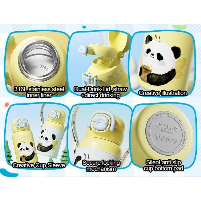 VAGONLİFE DILLER ÇELİK PİPETLİ / PİPETSİZ KULLANIM TAŞIMA ASKILI KILIF MATARA/TERMOS D9241 520ML BLUE