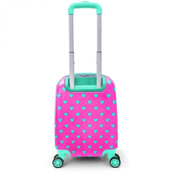 CORAL HIGH 16715 MİNİ PEMBE SU YEŞİLİ KALP DESENLİ VALİZ