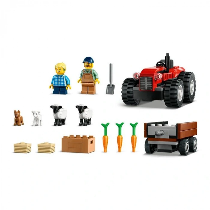 LEGO CITY RÖMORKLU KIRMIZI ÇİFTLİK TRAKTÖRÜ VE KOYUN 60221 116 PARÇA 4+