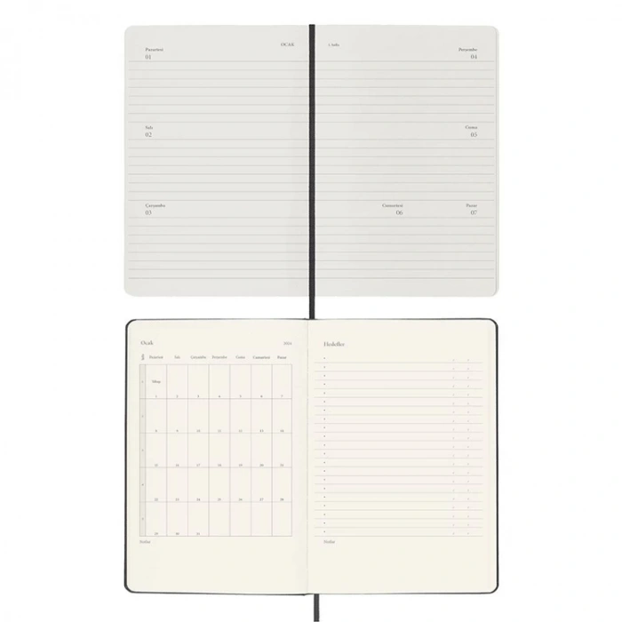 VICTORIAS JOURNALS 9161 13x21cm ESNEK KAPAK LASTİKLİ CEPLİ DE LUXE HAFTALIK AJANDA - KENARI YALDIZLI ALTIN