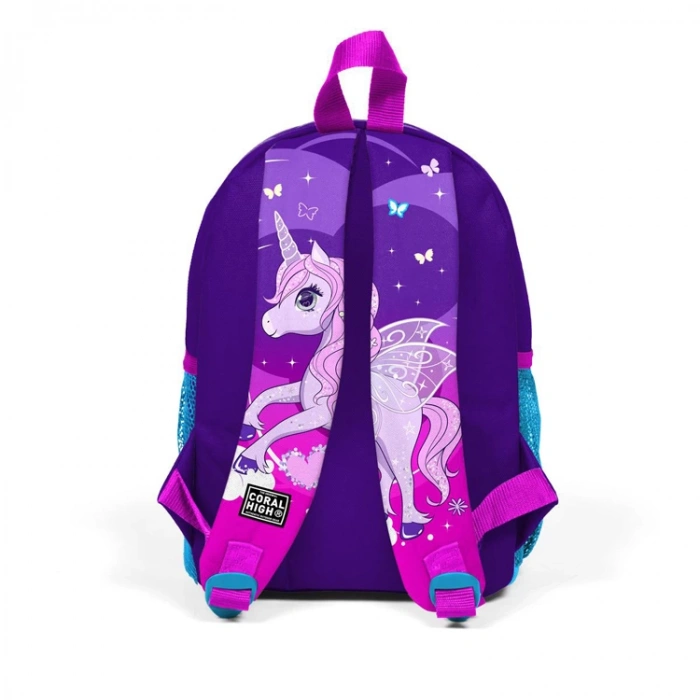 CORAL HIGH 23508 KİDS MOR PEMBE UNİCORN DESENLİ İKİ BÖLMELİ MİNİK YUVA SIRT ÇANTASI