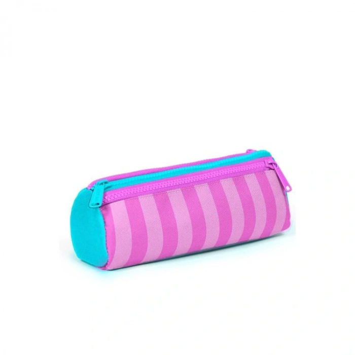 CORAL HIGH 22087 KIDS TURKUAZ PEMBE ÇİZGİLİ ÜÇ BÖLMELİ KALEM ÇANTASI