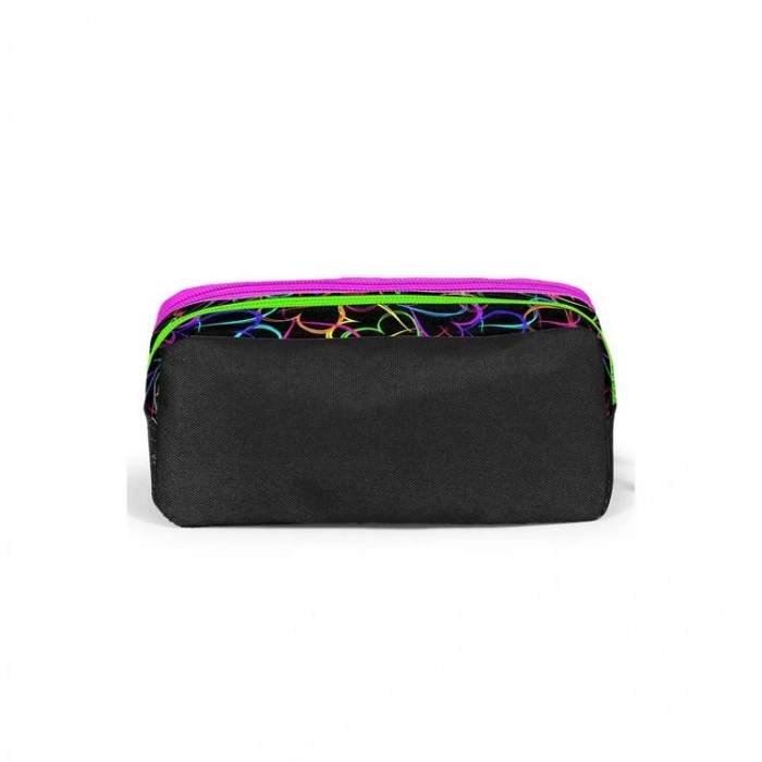 CORAL HIGH 22145 KIDS ÇOK RENKLİ KALP DESENLİ DESENLİ İKİ BÖLMELİ KALEM ÇANTASI