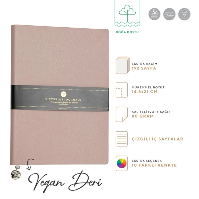 VICTORIAS JOURNALS 1137 SMYTH FLEXY ESNEK KAPAK 14.8x21cm A5 80gr. 96YP. ÇİZGİLİ DEFTER CAPPUCCINO