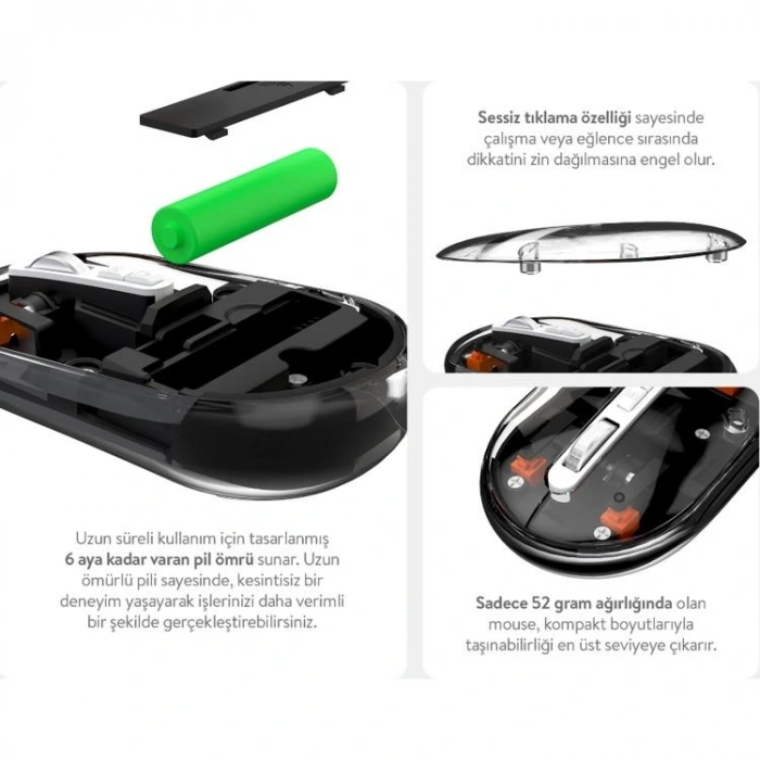 EVEREST SM-BT29 GLASSY USB SİYAH TRANSPARAN BLUETOOTH VE 2.4GHZ KABLOSUZ MOUSE