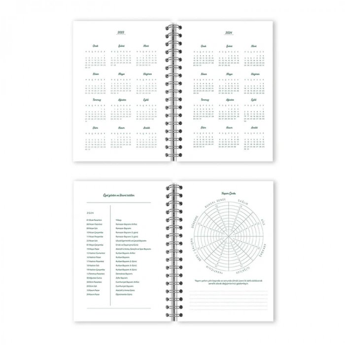 VICTORIAS JOURNALS 9202 17x24cm SERT KAPAK LASTİKLİ CEPLİ SPİRALLİ HAFTALIK AJANDA - PEMBE