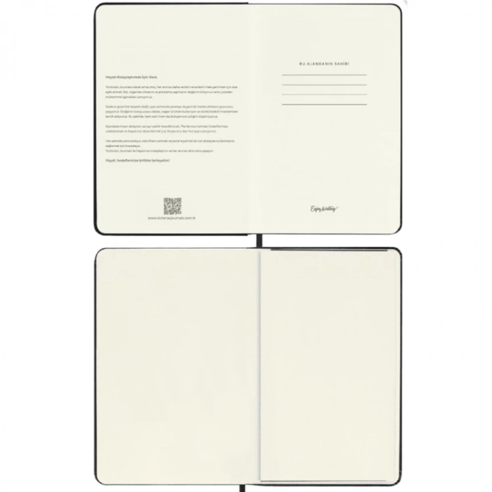 VICTORIAS JOURNALS 9189 9x14cm SERT KAPAK LASTİKLİ CEPLİ CLASSIC GÜNLÜK AJANDA - PEMBE