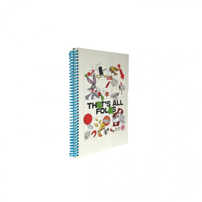 SPACE LICENSE YPK-382348  LOONEY TUNES 17 X 24 THATS ALL FOLKS SPİRALLİ SERT KAPAK 96 YP KARELİ DEFTER