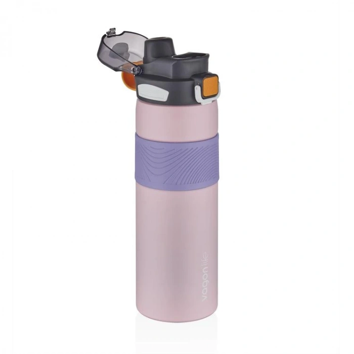 VAGONLİFE KİLİTLİ PİPETLİ / PİPETSİZ KULLANIM ÇELİK MATARA 032 800ML PINK PURPLE