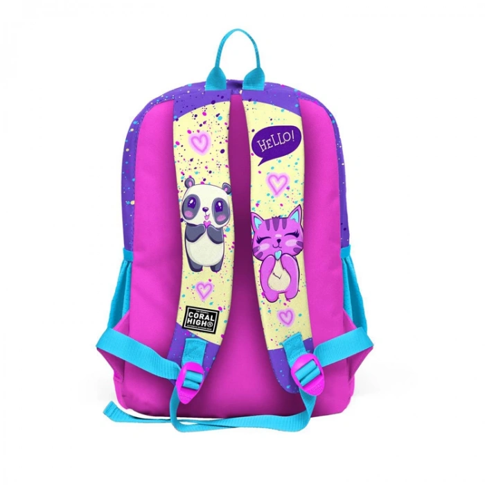 CORAL HIGH 23735 KİDS MOR PEMBE ANİME KIZ DESENLİ DÖRT BÖLMELİ SIRT ÇANTASI