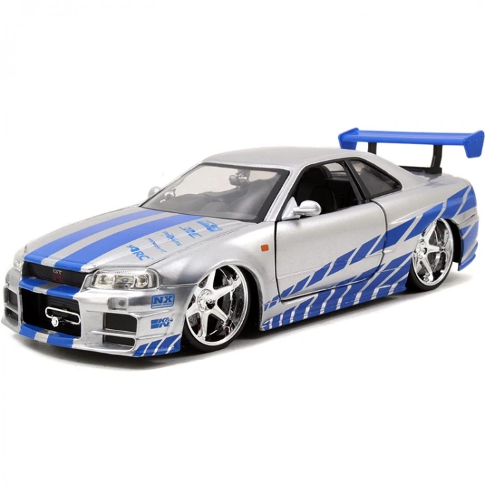 SİMBA JADA 3203058 FAST & FURIOUS 1:24 BRIANS NISSAN SKYLINE GT-R (R34) DIE CAST METAL TEKLİ ARABA KUTULU 8+