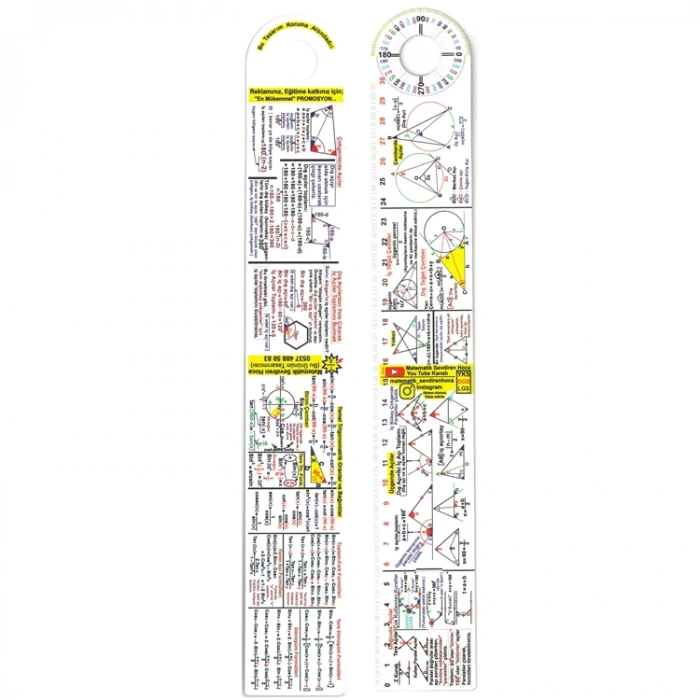 FORMÜLLÜ CETVEL - TEKLİ (İLKOKUL-ORTAOKUL-LİSE)