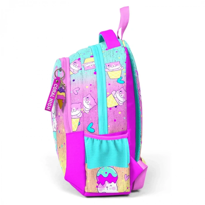 CORAL HIGH 23648 KIDS DONDURMALI KEDİ DESENLİ ÜÇ BÖLMELİ OKUL SIRT ÇANTASI