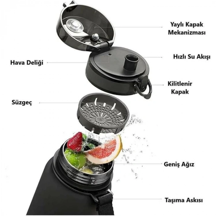 UZSPACE 1215 TUTMA DESTEKLİ TRITAN SOFT TOUCH PİPETSİZ MATARA 1215 500 ML BEYAZ