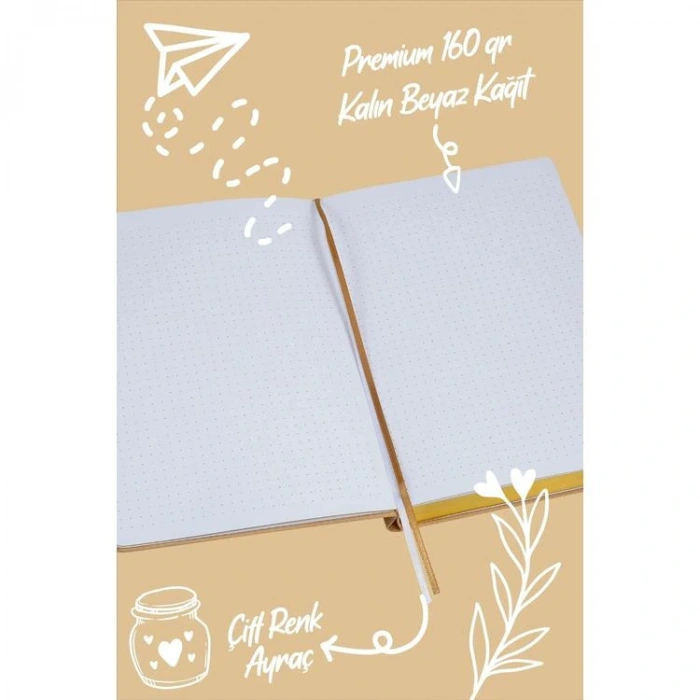 VICTORIAS JOURNALS 1649 BUJO KETEN SERT KAPAK 14X21 160gr.96YP. NOKTALI DEFTER BEJ