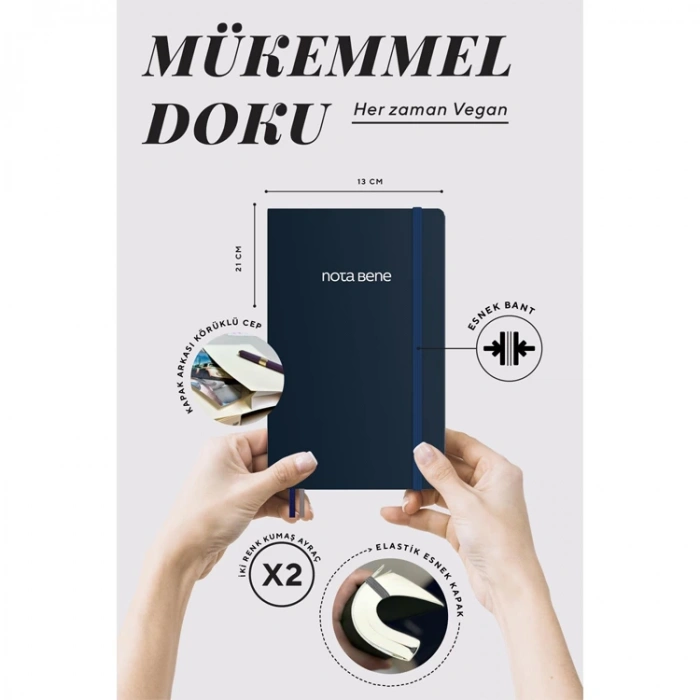 VICTORIAS JOURNALS NOTE BENE 9228 CLASSIC NOTEBOOK ESNEK KAPAK 13x21cm 70gr.400 SYF. ÇİZGİLİ DEFTER LACİVERT