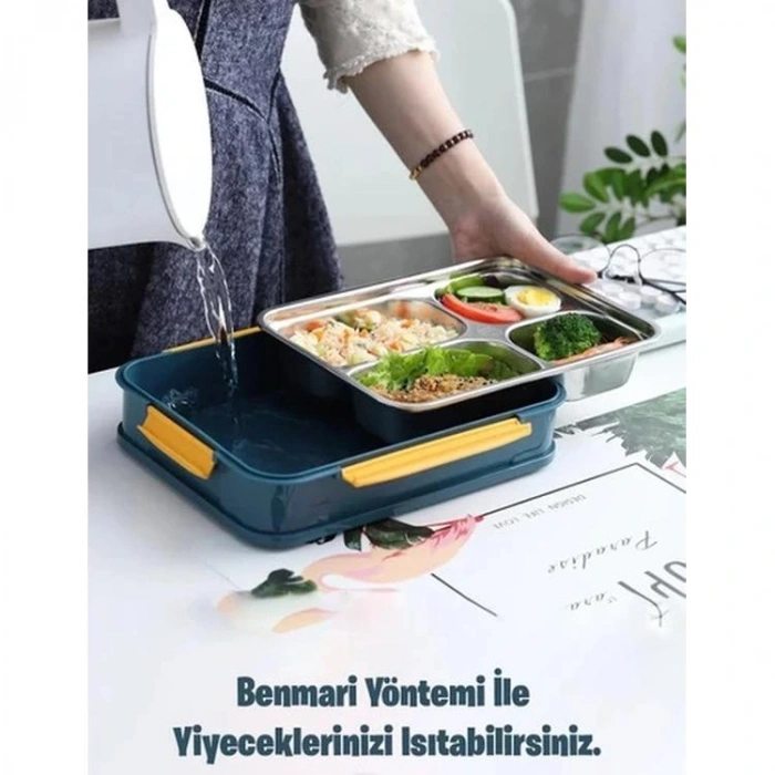 VAGONLİFE PASLANMAZ ÇELİK BÖLMELİ YEMEK KABI - LUNCH BOX  BL2201 1000 ML  MAVİ