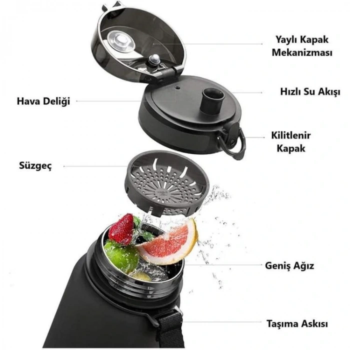 UZSPACE MATARA PİPETSİZ TRITAN SOFT TOUCH 3053 800 ML FANTACY RED