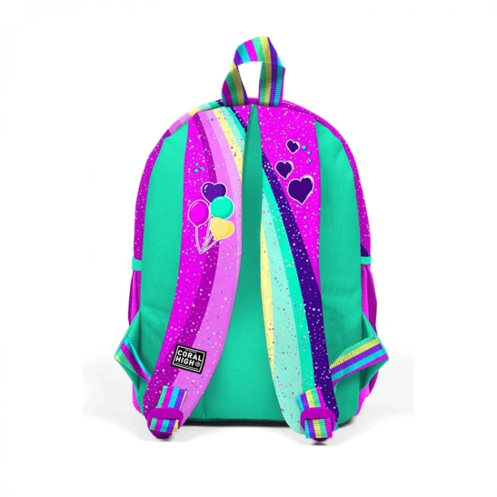 CORAL HIGH 23558 KIDS PEMBE SU YEŞİLİ UNICORN DESENLİ İKİ BÖLMELİ MİNİK YUVA SIRT ÇANTASI