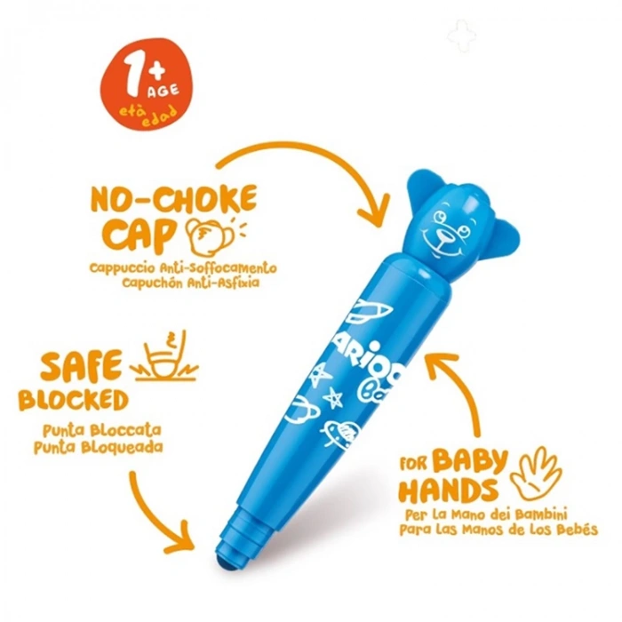 CARIOCA BABY TEDDY ŞEKİLLİ JUMBO YIKANABİLİR KEÇELİ BOYA KALEMİ 6LI 42815