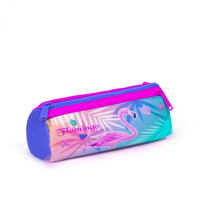 CORAL HIGH 22005 ÜÇ BÖLMELİ KALEM ÇANTASI FLAMİNGO DESENLİ