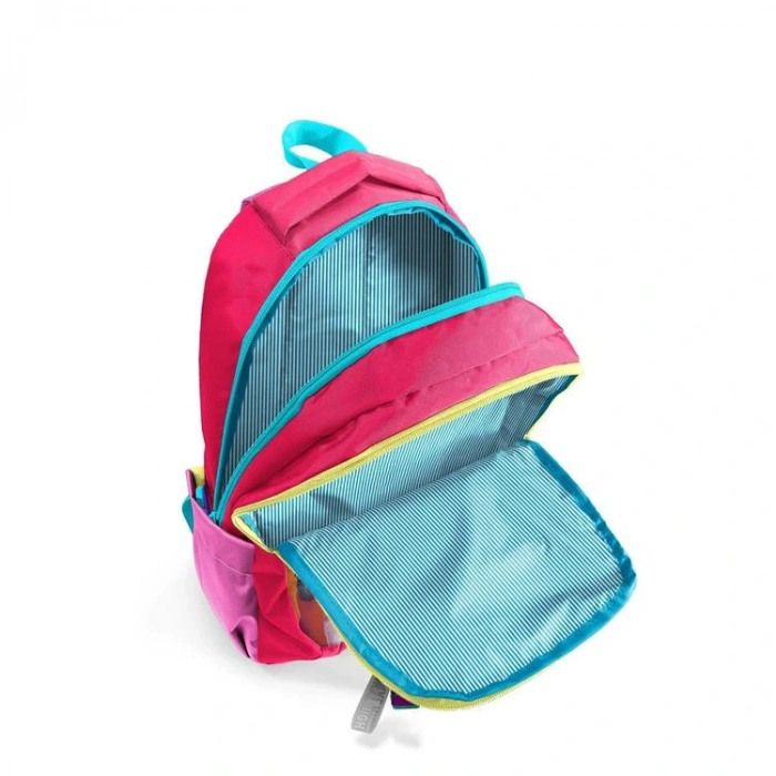 CORAL HIGH 23669 KIDS PEMBE NEON MERCAN FASHION GIRL DESENLİ ÜÇ BÖLMELİ SIRT ÇANTASI