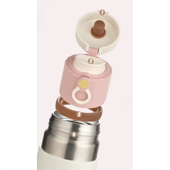 VAGONLİFE TKK ÇELİK TERMOS BEYAZ-PEMBE 450ML T2007