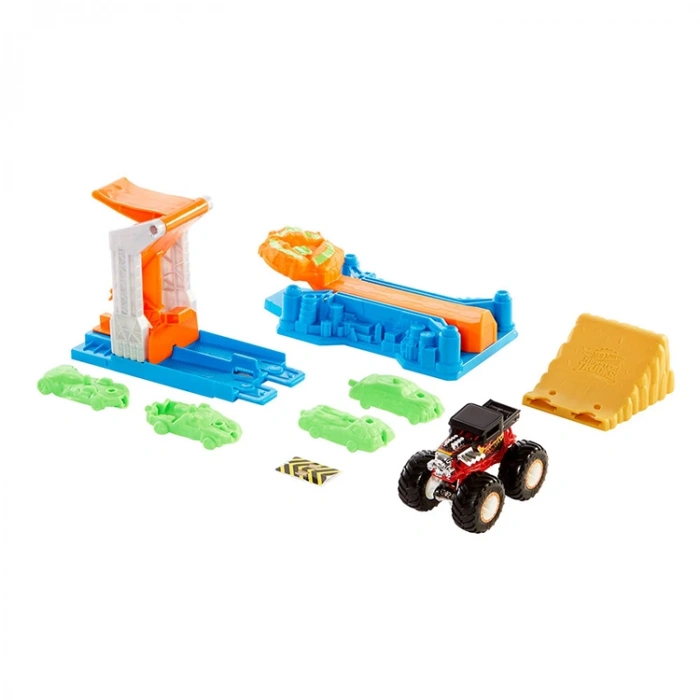 MATTEL GVK08 HOT WHEELS MONSTER TRUCKS FIRLAT VE ÇARPIŞ OYUN SETİ