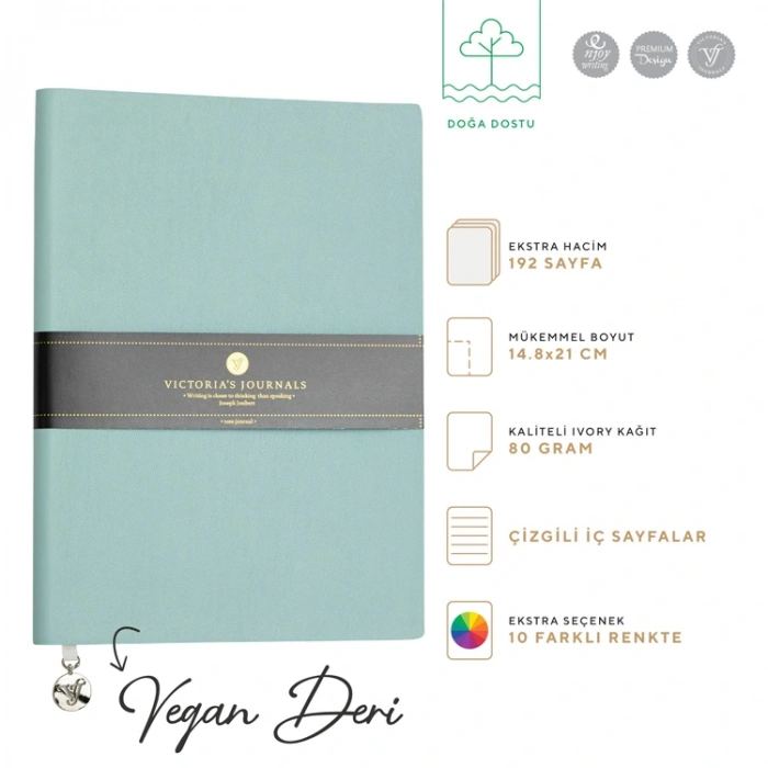 VICTORIAS JOURNALS 1135 SMYTH FLEXY ESNEK KAPAK 14.8x21cm A5 80gr. 96YP. ÇİZGİLİ DEFTER AÇIK MAVİ