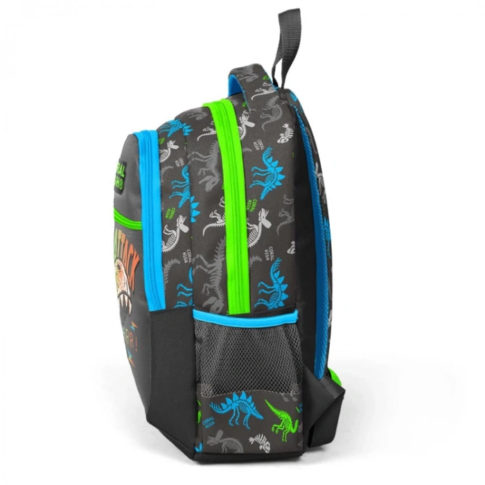 CORAL HIGH 23482 GRİ DİNOZOR DESENLİ ÜÇ BÖLMELİ SIRT ÇANTASI