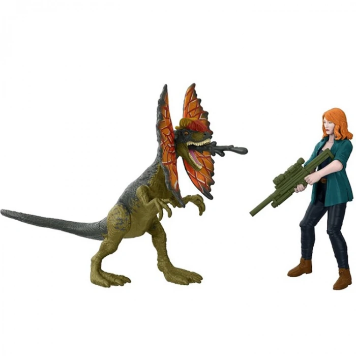 MATTEL HDX46/GWM28 JURASSIC WORLD CLAIRE & DILOPHOSAURUS KARAKTER VE DİNOZOR FİGÜRÜ PAKETİ