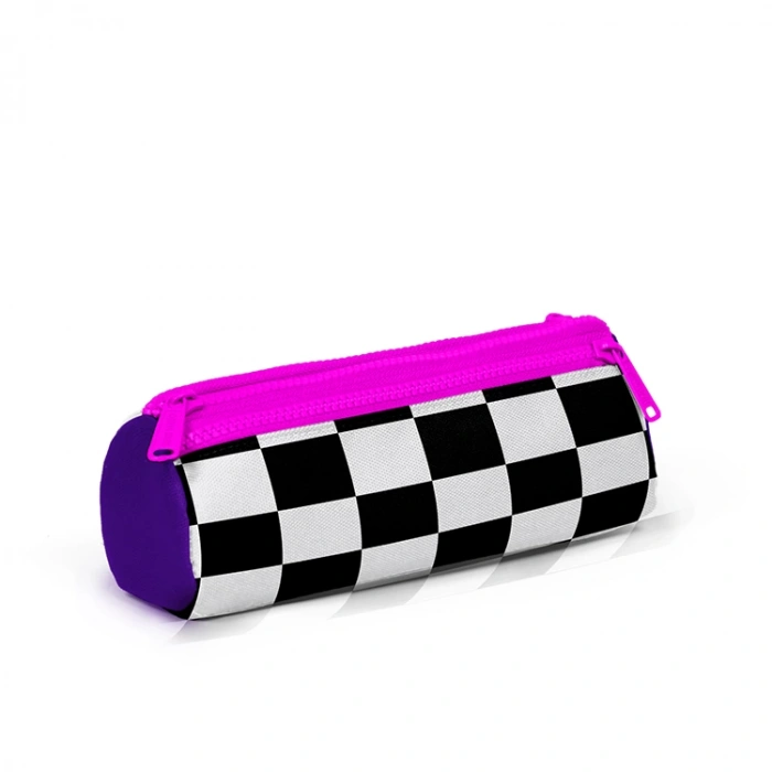 CORAL HIGH 22002 KİDS MOR DAMA DESENLİ ÜÇ BÖLMELİ KALEM ÇANTASI