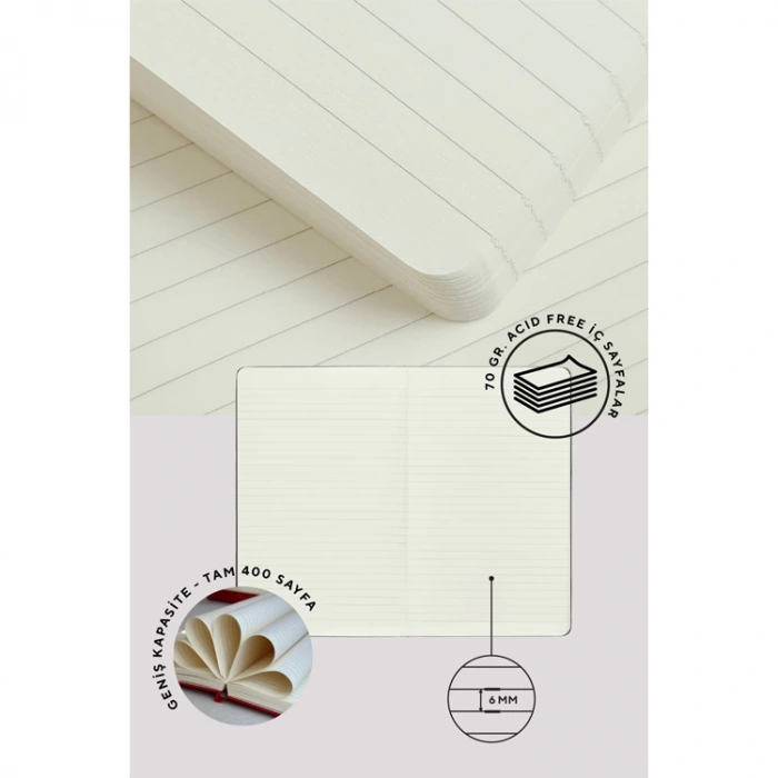 VICTORIAS JOURNALS NOTE BENE 9237 CLASSIC NOTEBOOK ESNEK KAPAK 9x14cm 70gr.400 SYF. ÇİZGİLİ DEFTER KIRMIZI