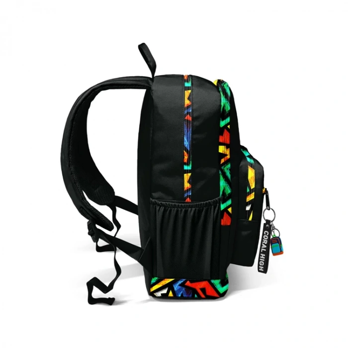 CORAL HIGH 23633 KIDS SİYAH GRAFİTİ DESENLİ DÖRT BÖLMELİ SIRT ÇANTASI