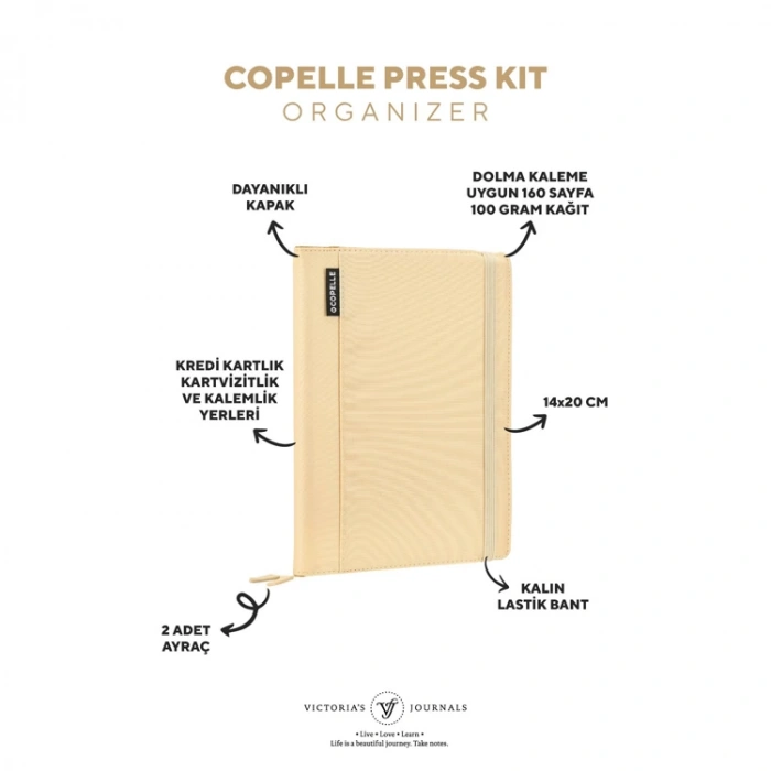 VICTORIAS JOURNALS 9104 COPELLE PRESS KİT 14.8x21cm 100gr. 80YP. ÇİZGİLİ DEFTER BEJ