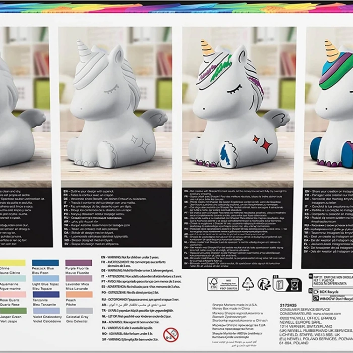 SHARPİE 2164411 PERMANENT FINE MARKER SET 16 LI - UNICORN KUMBARA HEDİYELİ