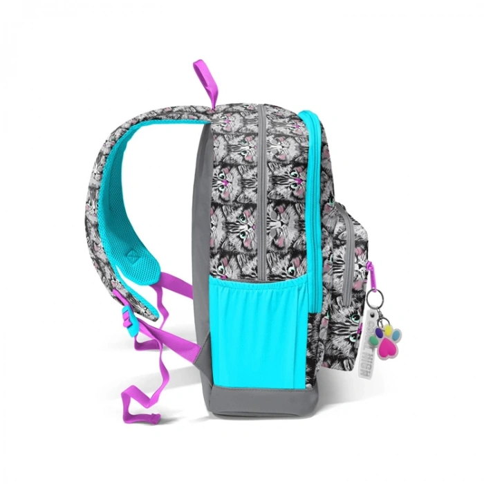 CORAL HIGH 23638 KIDS GRİ KEDİ DESENLİ DÖRT BÖLMELİ SIRT ÇANTASI