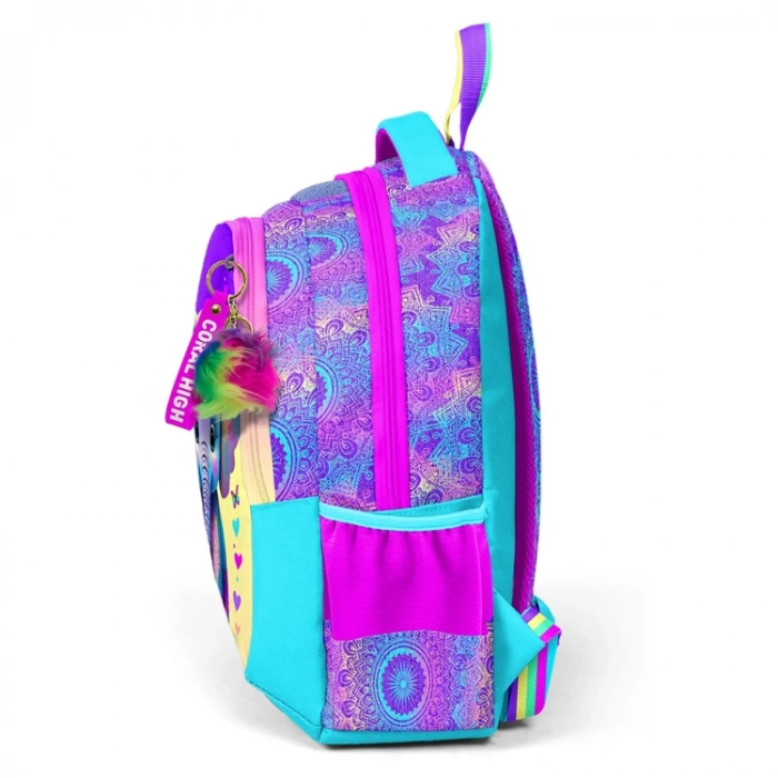 CORAL HIGH 23650 KIDS PEMBE TURKUAZ FİL DESENLİ ÜÇ BÖLMELİ OKUL SIRT ÇANTASI