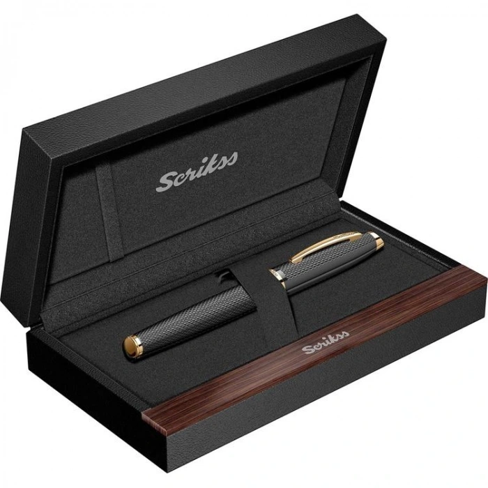 SCRIKSS 390 ROLLER KALEM MAT SİYAH ALTIN LÜX KUTUDA