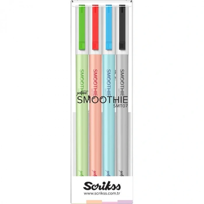 SCRIKSS SMOOTHİE JEL KALEM TÜKENMEZ KALEM 0.7  4 RENK SET 1