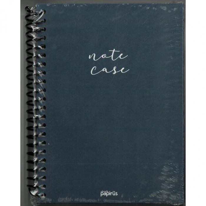 PAPİRÜS  NOTE CASE SİMLİ SERT KAPAK SPİRALLİ 14X19 120YP. ÇİZGİLİ DEFTER