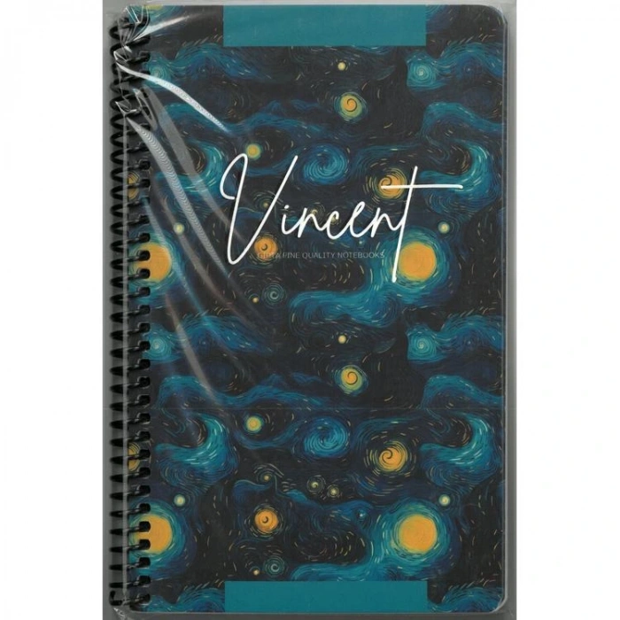 GIPTA VINCENT SPİRALLİ PRESSBOARD (KARTON) KAPAK 13x21 80YP. ÇİZGİLİ DEFTER - 7711