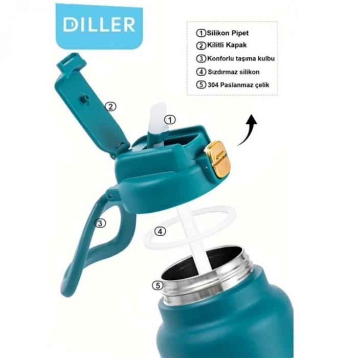 VAGONLİFE DILLER ÇELİK MATARA PİPETLİ 9053 1000ML