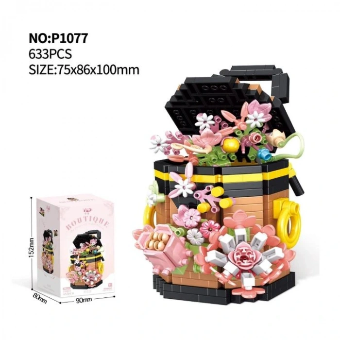 VAGONLIFE PANLOS YKO P1077 ÇANTA ÇİÇEK BUKETİ 633 PARÇA BLOCK OYUNCAK 6+